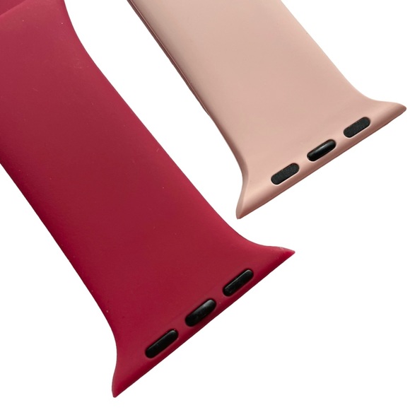 2 NEW Silicone Sport Bands Apple Watch 44/45mm M/L Rose Red Pink - Picture 5 of 7